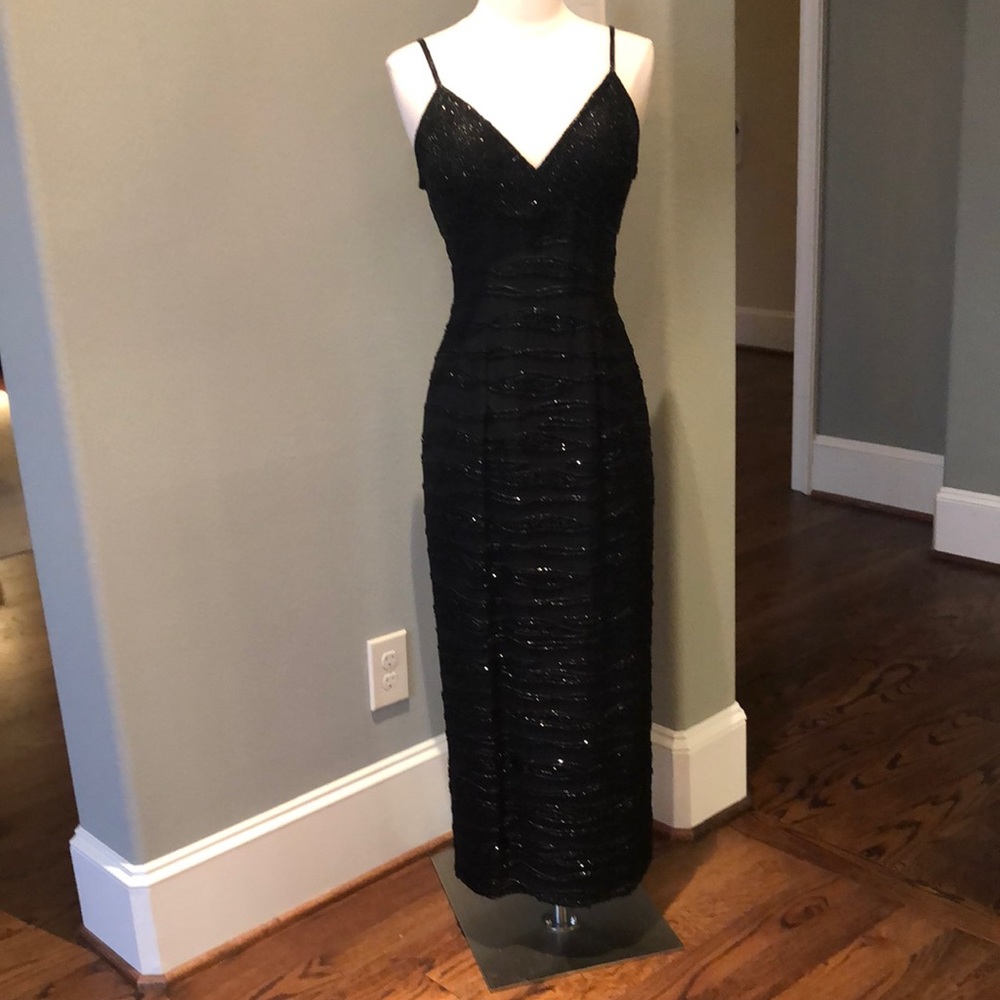 Sean Collection Formal Black Beaded Gown